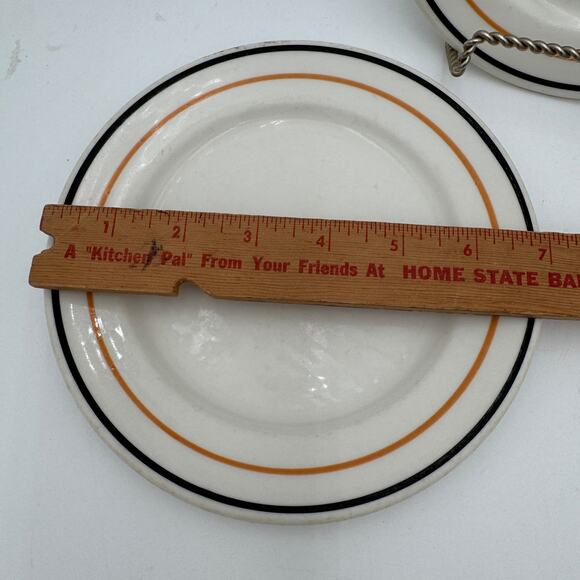 Vtg Syracuse Salad Bread Dessert Plate Black & Gold Stripe Restaurant Ware Set/2 - Picture 4 of 6